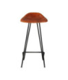 Scaune de bar, 2 buc., maro, piele naturală, cu aspect industrial - WOODBB1425 Scaune de bar, 2 buc., maro, piele naturală, cu aspect industrial - WOODBB1425