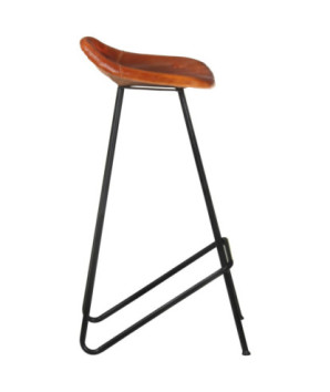 Scaune de bar, 2 buc., maro, piele naturală, cu aspect industrial - WOODBB1425