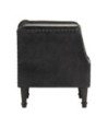 Fotoliu spătar rotund, negru, piele naturală de capră, cu aspect vintage - WOODBB1428 Fotoliu spătar rotund, negru, piele naturală de capră, cu aspect vintage - WOODBB1428