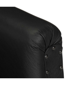 Fotoliu spătar rotund, negru, piele naturală de capră, cu aspect vintage - WOODBB1428
