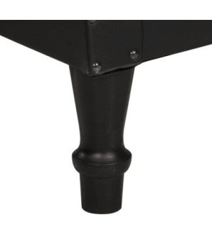 Fotoliu spătar rotund, negru, piele naturală de capră, cu aspect vintage - WOODBB1428