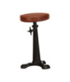 Scaune de bar, 2 buc., maro, piele naturală și fontă - WOODBB1430 Scaune de bar, 2 buc., maro, piele naturală și fontă - WOODBB1430