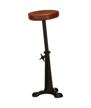Scaune de bar, 2 buc., maro, piele naturală și fontă - WOODBB1430