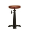 Scaune de bar, 2 buc., maro, piele naturală și fontă - WOODBB1430 Scaune de bar, 2 buc., maro, piele naturală și fontă - WOODBB1430