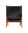 Scaun relaxant pliant, negru, piele naturală, cu aspect rustic - WOODBB1438 Scaun relaxant pliant, negru, piele naturală, cu aspect rustic - WOODBB1438
