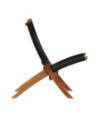 Scaun relaxant pliant, negru, piele naturală, cu aspect rustic - WOODBB1438 Scaun relaxant pliant, negru, piele naturală, cu aspect rustic - WOODBB1438