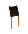 Scaun relaxant pliant, negru, piele naturală, cu aspect rustic - WOODBB1438 Scaun relaxant pliant, negru, piele naturală, cu aspect rustic - WOODBB1438