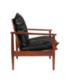 Canapea cu 2 locuri, negru, piele naturală & lemn masiv acacia , cu aspect retro - WOODBB1449 Canapea cu 2 locuri, negru, piele naturală & lemn masiv acacia , cu aspect retro - WOODBB1449