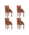 Scaune de bucătărie, 4 buc., maro, piele naturală de capră, cu aspect vintage - WOODBB1451