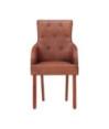 Scaune de bucătărie, 4 buc., maro, piele naturală de capră, cu aspect vintage - WOODBB1451