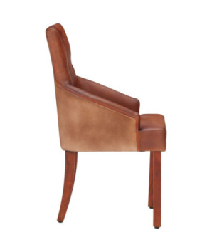 Scaune de bucătărie, 4 buc., maro, piele naturală de capră, cu aspect vintage - WOODBB1451