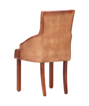 Scaune de bucătărie, 4 buc., maro, piele naturală de capră, cu aspect vintage - WOODBB1451