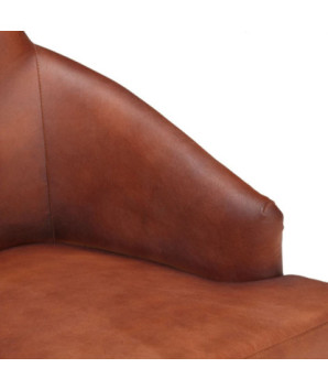 Scaune de bucătărie, 4 buc., maro, piele naturală de capră, cu aspect vintage - WOODBB1451