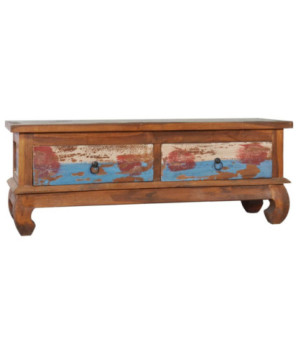 Comodă TV, 110 x 35 x 40 cm, lemn reciclat de tec, cu aspect rustic - WOODBB162