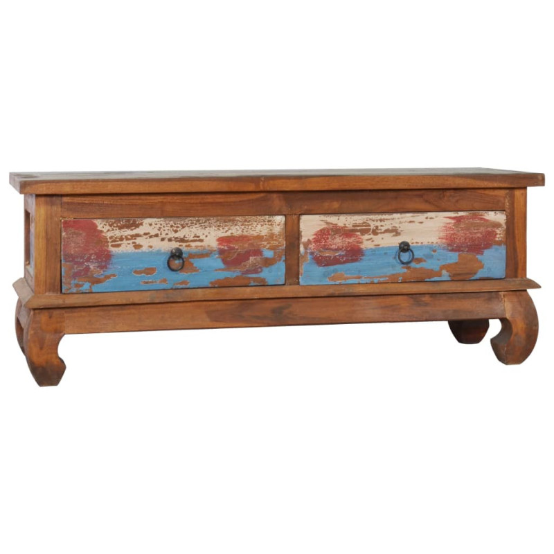Comodă TV, 110 x 35 x 40 cm, lemn reciclat de tec, cu aspect rustic - WOODBB162