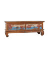 Comodă TV, 110 x 35 x 40 cm, lemn reciclat de tec, cu aspect rustic - WOODBB162