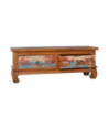 Comodă TV, 110 x 35 x 40 cm, lemn reciclat de tec, cu aspect rustic - WOODBB162