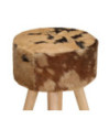 Scaune de bar, 2 buc., maro, lemn mango brut și piele naturală - WOODBB1467 Scaune de bar, 2 buc., maro, lemn mango brut și piele naturală - WOODBB1467