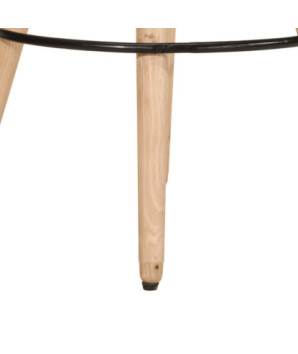 Scaune de bar, 2 buc., maro, lemn mango brut și piele naturală - WOODBB1467