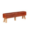 Bancă de gimnastică, maro, 160 cm, piele naturală - WOODBB1474
