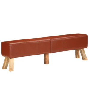 Bancă de gimnastică, maro, 160 cm, piele naturală - WOODBB1474