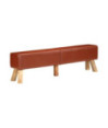 Bancă de gimnastică, maro, 160 cm, piele naturală - WOODBB1474