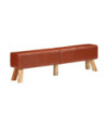 Bancă de gimnastică, maro, 160 cm, piele naturală - WOODBB1474