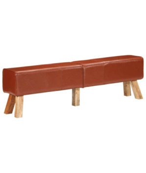Bancă de gimnastică, maro, 160 cm, piele naturală - WOODBB1474