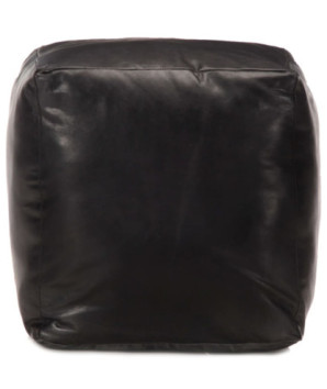 Fotoliu puf, negru, 40 x 40 x 40 cm, piele naturală de capră - WOODBB1479