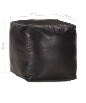 Fotoliu puf, negru, 40 x 40 x 40 cm, piele naturală de capră - WOODBB1479