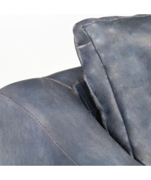 Fotoliu, gri, piele naturală - WOODBB1480