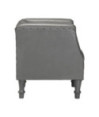 Fotoliu spătar rotund, gri, piele naturală de capră, cu aspect vintage - WOODBB1481