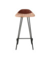 Scaune de bar, 2 buc., maro, piele naturală, cu aspect industrial - WOODBB1483 Scaune de bar, 2 buc., maro, piele naturală, cu aspect industrial - WOODBB1483