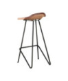 Scaune de bar, 2 buc., maro, piele naturală, cu aspect industrial - WOODBB1483 Scaune de bar, 2 buc., maro, piele naturală, cu aspect industrial - WOODBB1483