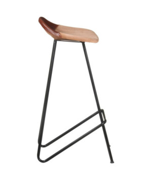 Scaune de bar, 2 buc., maro, piele naturală, cu aspect industrial - WOODBB1483
