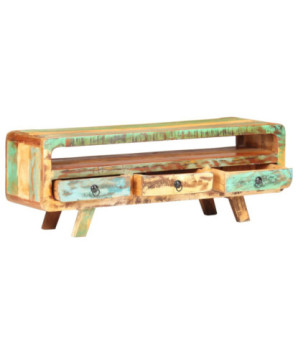 Comodă TV cu picioare, aspect vintage, din lemn masiv reciclat, 117 x 30 x 41 cm, handmade