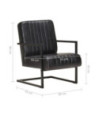 Scaun fotoliu tip consolă, negru, piele naturală, cu aspect retro - WOODBB1486