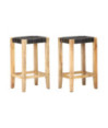 Scaune de bar, 2 buc., negru, piele naturală, 75 cm - WOODBB1487