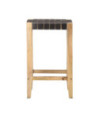 Scaune de bar, 2 buc., negru, piele naturală, 75 cm - WOODBB1487