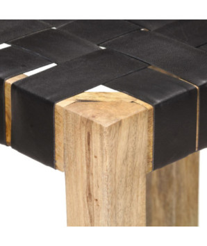Scaune de bar, 2 buc., negru, piele naturală, 75 cm - WOODBB1487