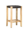 Scaune de bar, 2 buc., negru, piele naturală, 75 cm - WOODBB1487