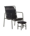 Fotoliu de relaxare cu suport picioare, negru, piele naturală, cu aspect vintage - WOODBB1489 Fotoliu de relaxare cu suport picioare, negru, piele naturală, cu aspect vintage - WOODBB1489