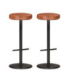 Scaune de bar, 2 buc., maro, piele naturală - WOODBB1490