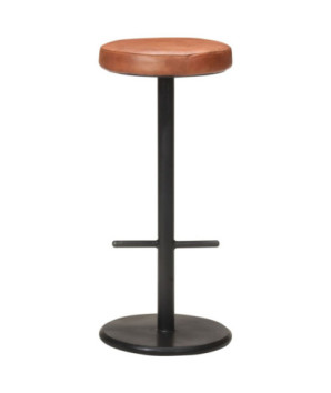 Scaune de bar, 2 buc., maro, piele naturală - WOODBB1490