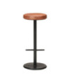 Scaune de bar, 2 buc., maro, piele naturală - WOODBB1490