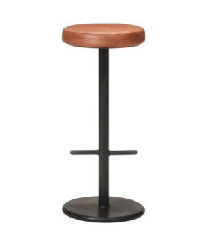 Scaune de bar, 2 buc., maro, piele naturală - WOODBB1490