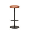 Scaune de bar, 2 buc., maro, piele naturală - WOODBB1490
