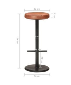 Scaune de bar, 2 buc., maro, piele naturală - WOODBB1490