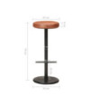 Scaune de bar, 2 buc., maro, piele naturală - WOODBB1490