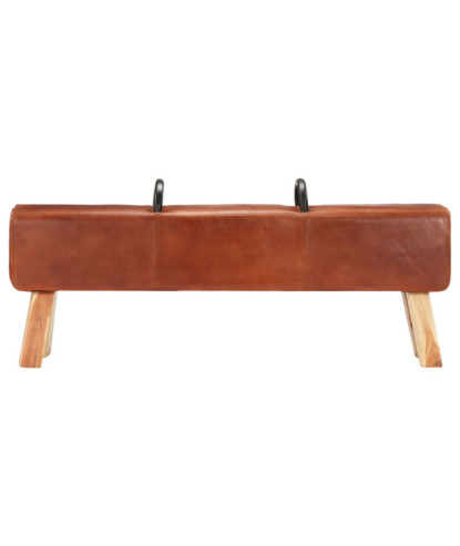 Bancă Turnbock vintage cu mânere, piele naturală de capră - WOODBB1493